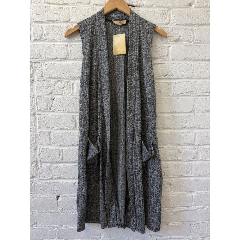 Long Open Cardigan Vest Womens M Gray Boho Duster Cozy Minimalist Capsule Casual